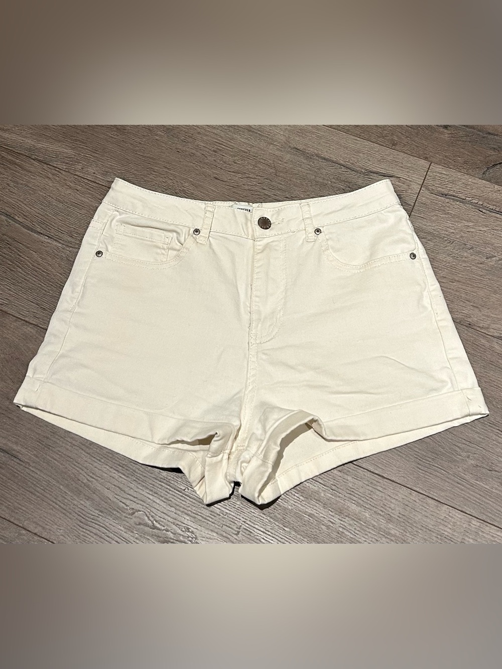 Women’s Cream High-Rise Denim Shorts